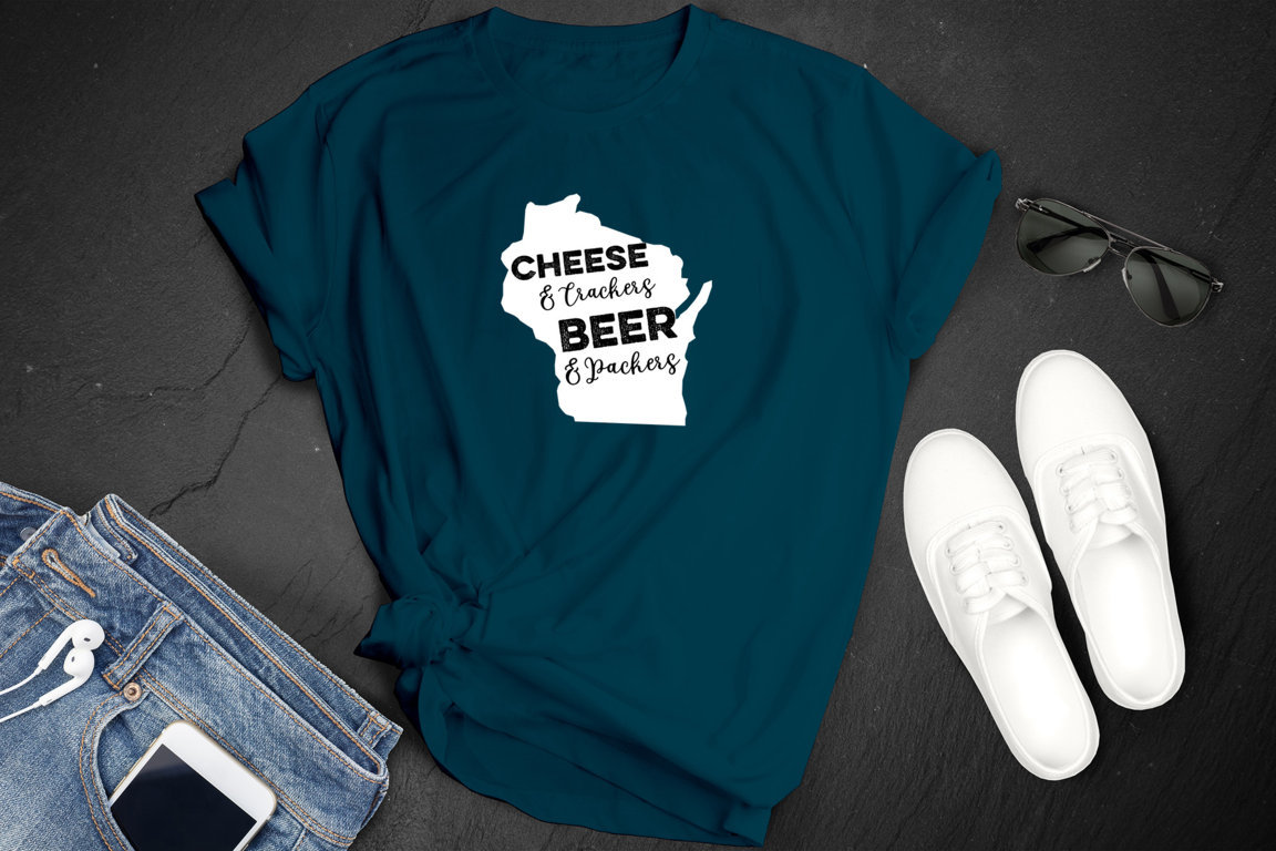 Cheese, Crackers, Beer, Wisconsin- Cute Popular Woman_s Heather Graphic T-Shirt - Summer Clothing Casual Gift for Her, Wisconsin Pride-01-01 Mockup (FILEminimizer)