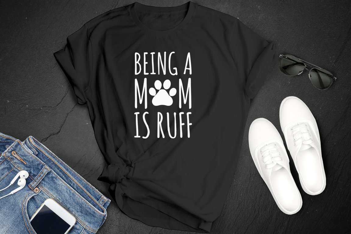 Dog Mom Shirt, Leopard Print Dog Mom Design, Being a Mom is Ruff Shirt (FILEminimizer)