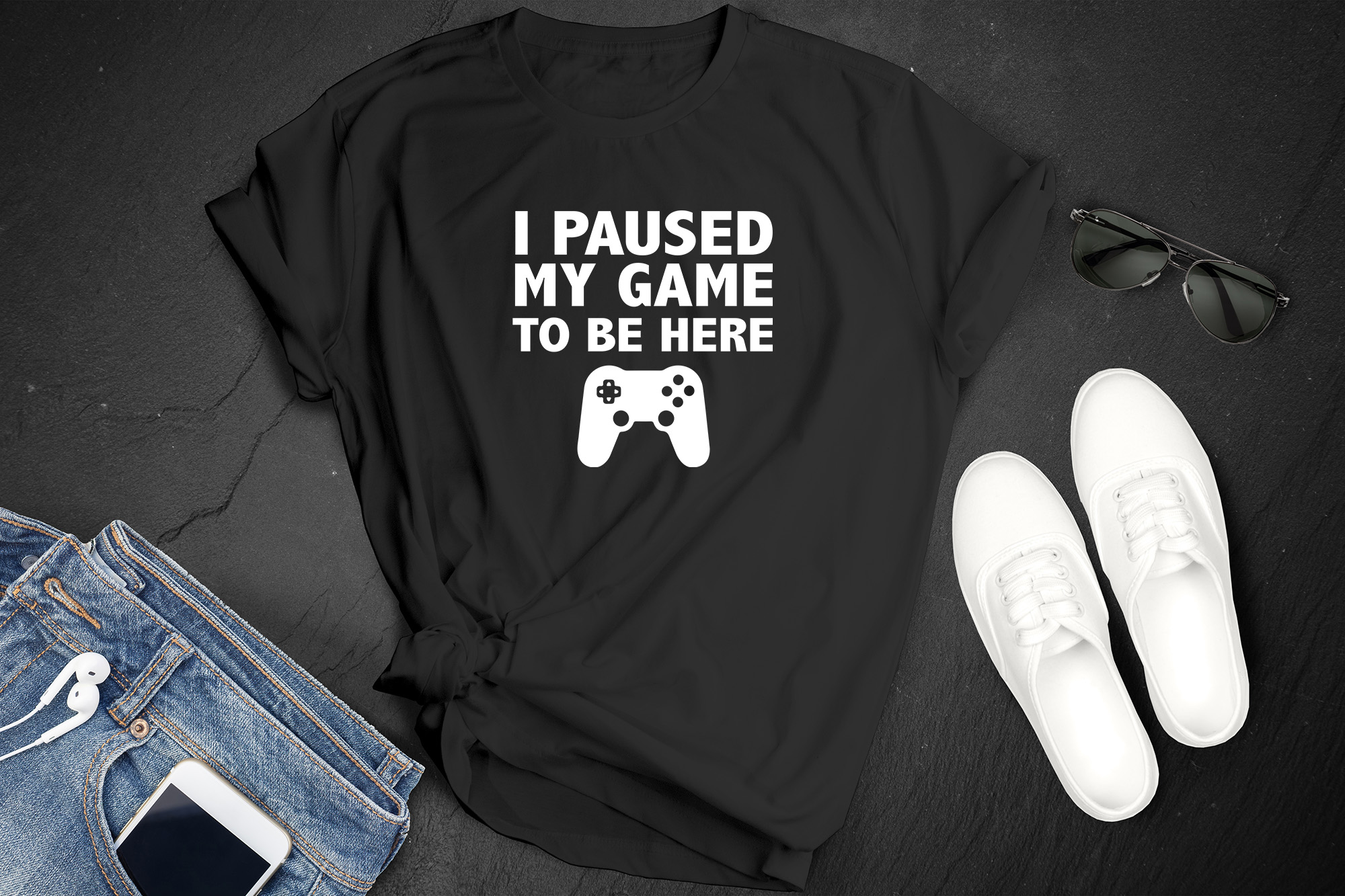 I Paused My Game To Be Here Funny Gift For Gamer Youth Kids T-Shirt-01 Mockup